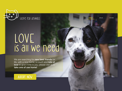 Concept - Website for an animal shelter animal animal and pet animal care animal logo animal shelter color font landingpage logo love sketch webdesign website website concept