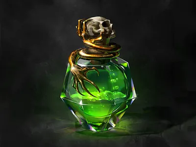 Magic bottle-3 bottle cg character game ui green hand icon illustration liquid medicine magic metal skull witchcraft