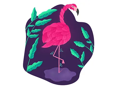 Leafy flamingo children illustration flamingo illustration illustration art leaf magenta nature photoshop