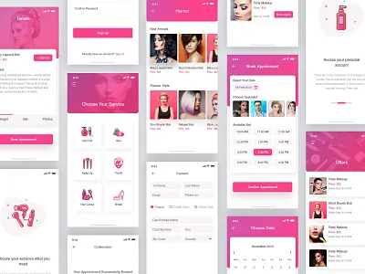 Salon App app interaction beauty app booking app calender clean color dailyui gradient icon illustration ios landing page logo mobile salon app schedule typography ui ux web