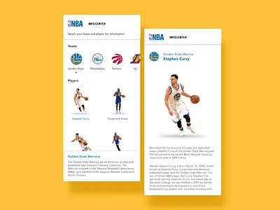 NBA Info Center app beautiful curry design durant info interaction kevin klay nba nba finals page sports stephen thompson uidesign ux uxdesign
