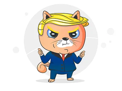 Trump Cat 2d character 2d design 2dart block chain cat charachters character character design design designer game game art illustration illustrator kitty kitty illustration president trump usa vector
