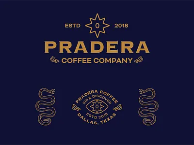 Pradera Coffee americana badge branding coffee design illustration logo texas type typography