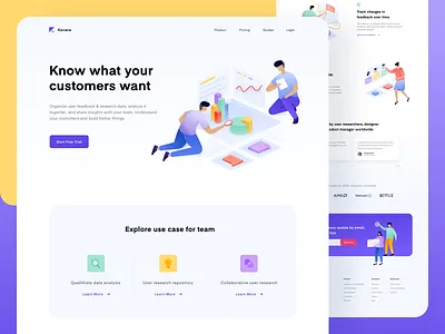 Kevara Landing Page analytics artificial intelligence branding business data design ecommerce header illustration insight landing onboarding research ui vector web website