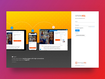 Element451 - Page Login Screen crm design education login design login form login page page builder visual web