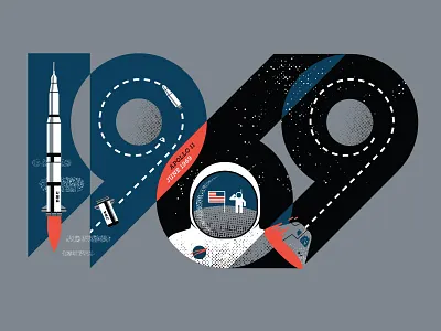 To The Moon! 1969 50 anniversary apollo 11 halftone illustration launch moon moon landing nasa rocket space vector