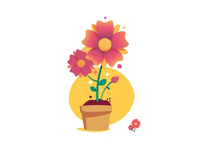 Flower growth icons bouquet emoji flower flower illustration flowers icon illustration organic plants pot pottery