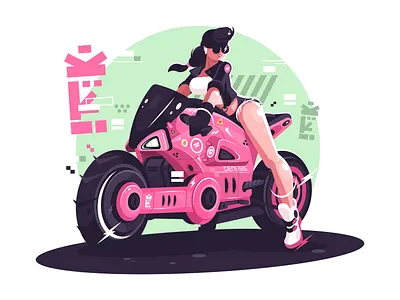 Vectorstock 23924879 asian bike bike kit bike logo cycle future motor bike motorbike racer si fi street vector vectorstock wipeout woman