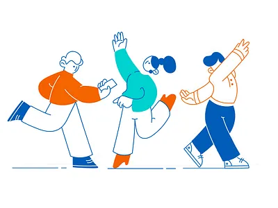 Dynamic poses character design flat illustration illustrator