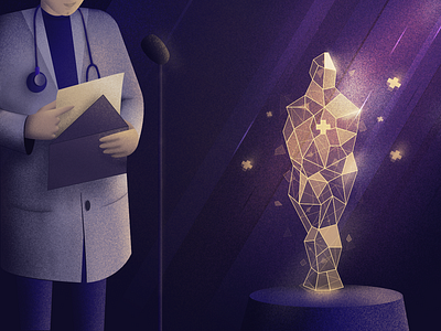 Artificial Intelligence in healthcare - blog post illustration 3d affinitydesigner ai artificial intelligence blog blog design doctor golden gp healthcare app illustration illustrator microphone network oscar physician stage startup statuette stethoscope