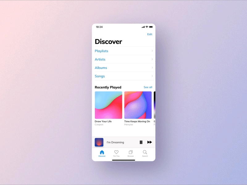 Music Player / Daily UI Challenge #009 dailyui 009 dailyui challenge flinto ios motion music player prototype simple simple animation