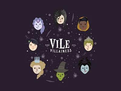 Vile Villainess T-shirt bellatrix cersei disney gigantic harry potter illustration jadis maleficent mayday oren ishii vile villainess wicked witch xenobia