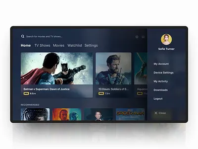 TV UI android tv dark ui dashboard design tv ui tvos ui user experience user interface ux