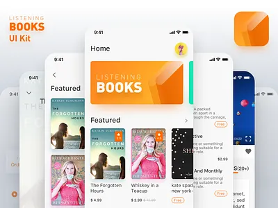 Listening Books UI Kit. adobe xd app books design invision studio sketch
