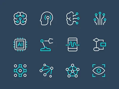 Artificial Intelligence Icons artificialintelligence icons iconset illustration minimal nucleo outline perfect technology