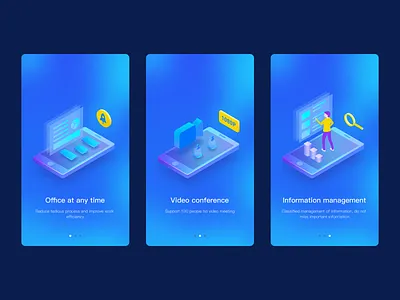 Introduction guide page of work app 2.5d ui