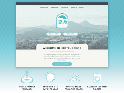 Hostel Obispo Visual Identity & Website badge brand design brand identity branding brandmark business cards design graphic design identity illustration logo salt lake city san luis obispo vector visual identity web design web development website