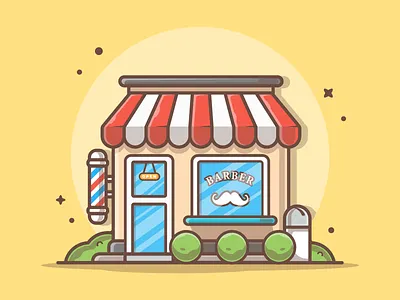 Need a haircut? 💇‍♂💈✂ barber barbershop cute dribbble flat haircut house icon illustration lineart logo mustache