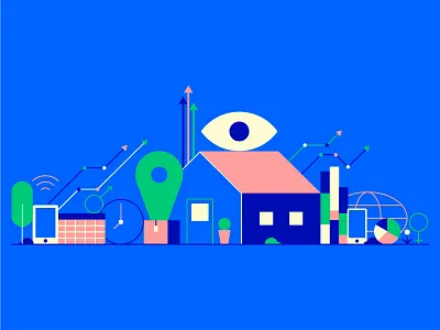 Homepage Illustration data design economy flat homepage illustration line shape vector