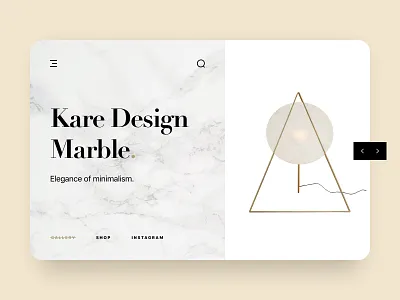 Home Accessories Web UI arrows clean design floor lamp gold interior kare marble minimalism modern simple slide typography ui ux web