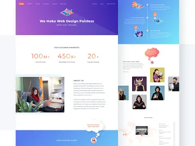 Culture Pages about us page big lebowski bubble careers page cloud gradient hot air ballon icons illustration isometric management page map quote the dude timeline ui ux web design
