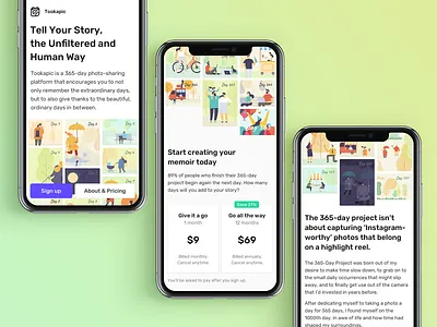 Mobile landing page button clean grid illustration landing page masonry minimal mobile responsive typography ui web web design webdesign website