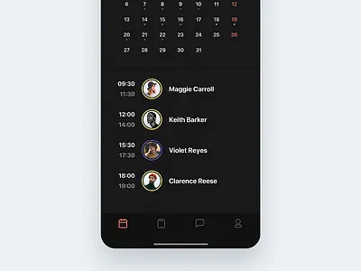 🏄🏻♂️ Calendar View (Dark Mode) android app app design calendar calendar app clean dark mode flutter ios minimal minimal app night mode ui user interface ux
