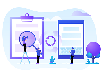 Translation Services character cloud gradient illustration illustrator ipad medical medpricer people plants services translation translations tree vector vivid