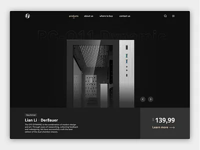 Lian Li - Product Page dark dark mode design ecommerce lian li product landing product page ui