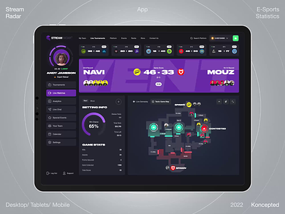 Stream Radar - Esports betting btc crypto esport esports game gaming landing landingpage live stream ui uiux ux web website