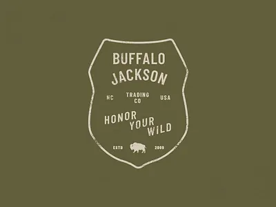 Buffalo Jackson Shield badge brand design icon lockup logo logotype retro shield texture type typography vector vintage