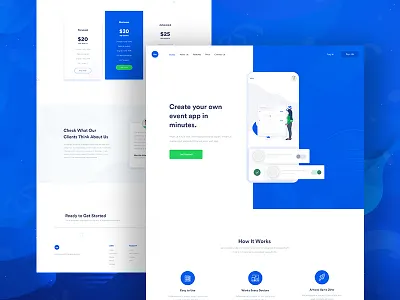 Exo - Event App Landing Page agency app app landing page clean ui design clean user interface clean website design dashboad event event app landing page home page illustration landing page minimal typography ui ui design web webdesign website website design company