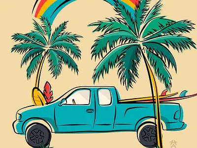 Maui Cruiser beach branding grapics hawaii illustration island maui ocean summer surf surfing tropical truck typography vector