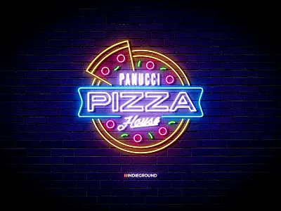 Neon Sign Effects for Photoshop - Panucci Pizza House branding futurama glow illustration logo mockup neon neon lights neon sign photoshop pizza psd signage text effects vector vintage