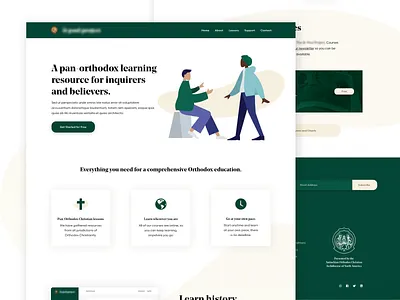Christian Learning Platform christian church courses e learning education illustration landing page orthodox ui
