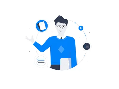 User account cabinet data illustration laptop list man media tasks user work