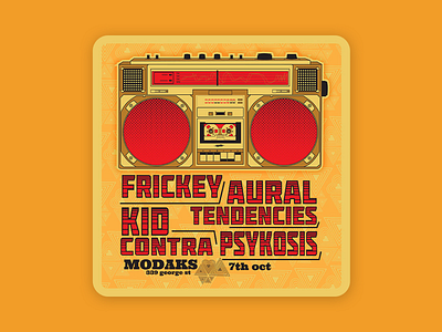 Monthly Music archive audio boombox illustration poster