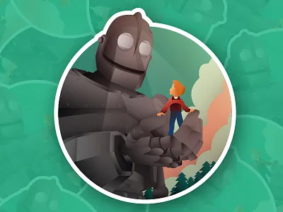 Iron Giant Sticker hogarth illustration iron giant robot sticker