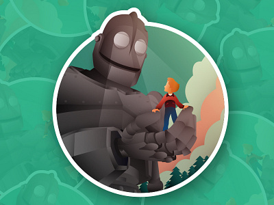 Iron Giant Sticker hogarth illustration iron giant robot sticker