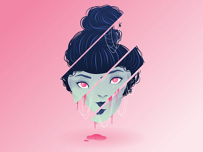 Sliced auckland blood female female character illustration jam portrait slashed spiders spidersweb surrealism vector women