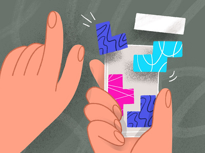 Playing Tetris 2d charachter custom darkcube design digitalart drawing game app game designer graphic design hand illustration landing page pattern play tetris ui vector web woman