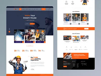 RinBuild - Construction Building Company Web Design 3d animation architecture branding building business construction constructor contractor creative design engineer graphic design illustration logo modern portfolio ui ux vector