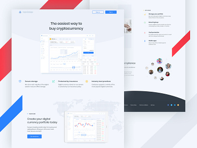 Cryptocurrency Exchange-Landing page☄ blockchain branding crypto cryptocurrency currency design ethereum ethworks exchange flat illustration landing ui ux web website