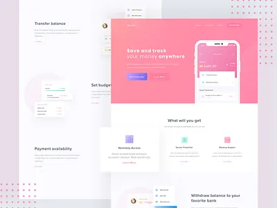 Shuogeh - Wallet App Landing Page app clean design landingpage red ui ux wallet web design