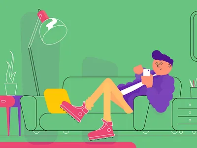 Searching for the character's style at home character characters explainer explainer video guy hipster hipsters home illustration illustrations kid kids touchscreen young young adult young life younger