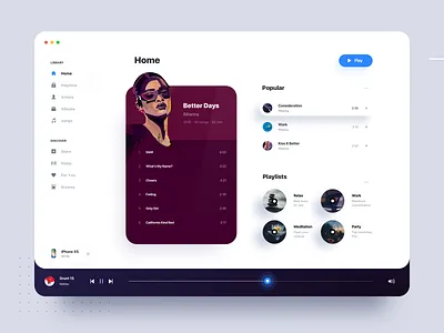 Music Player album apple beautiful clean desktop highlight hover itunes list mac minimalist music next play player round sidebar simple song spotify