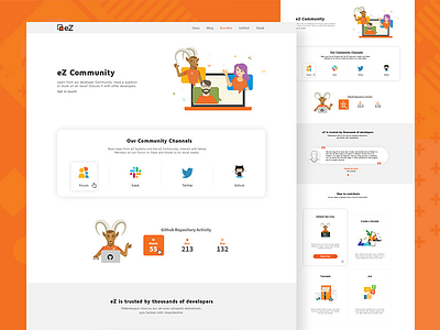 eZ Community branding community design developers flat icons illustration landing page website