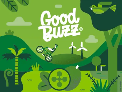 Good Buzz Kombucha bike drinks illustration kombucha label packaging