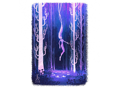 Cold Forest 1 2d art adobe photoshop background blue character design cold dark design digital art digital illustration divine eternal fauna forest glow illustration magic nature plants white