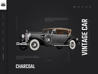 Vintage Car Website Design branding cars classic cars clean dark grey design flat gray inspiration typogaphy ui ui design ux ux design vehicles vintage car web design webdesign website website design